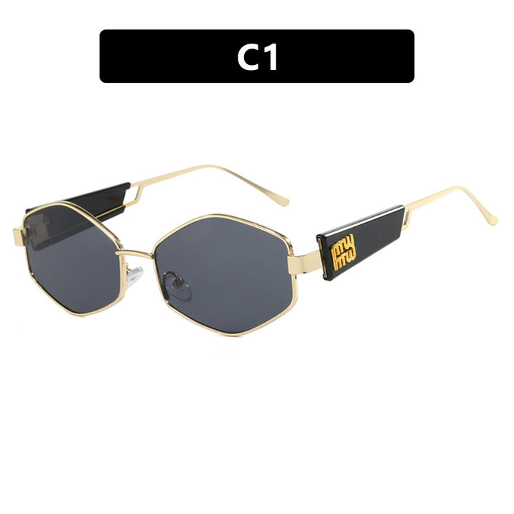 Dame geometrisk solbrille med moteriktig design og UV-beskyttelse Luvikno