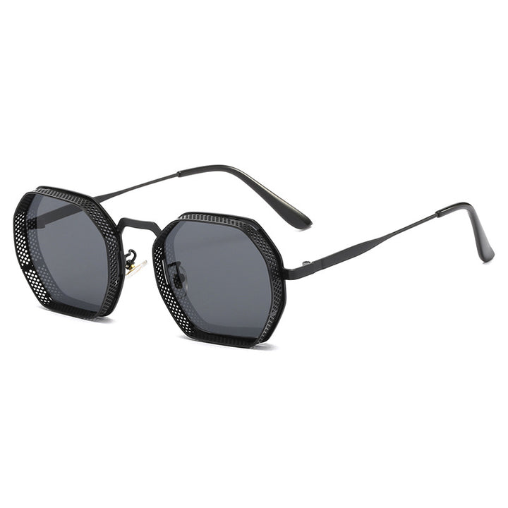 Dame solbrille med unik oktagonal metallramme Luvikno