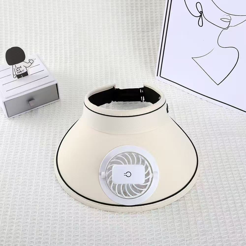 visir med avtakbar USB-vifte, justerbart hodebånd og pustende UV-beskyttelse Luvikno