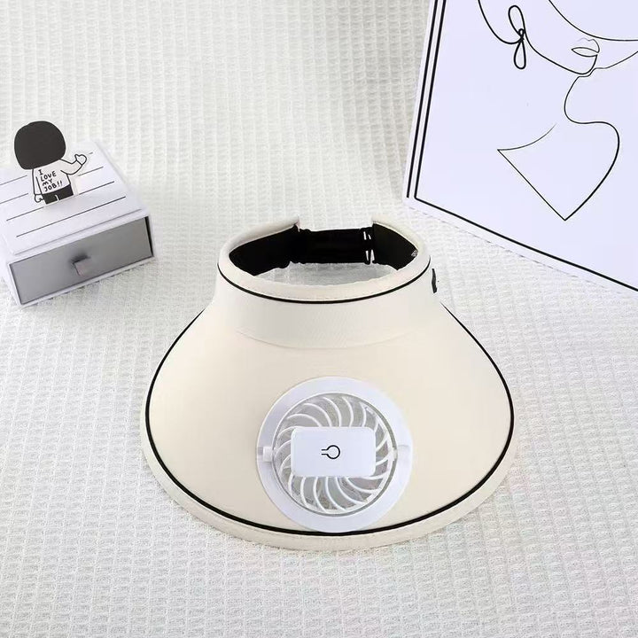 visir med avtakbar USB-vifte, justerbart hodebånd og pustende UV-beskyttelse Luvikno