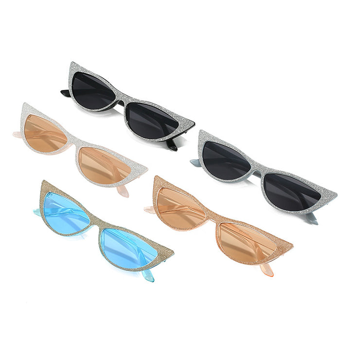 Dame Cat-Eye solbriller med glitrende ramme Luvikno