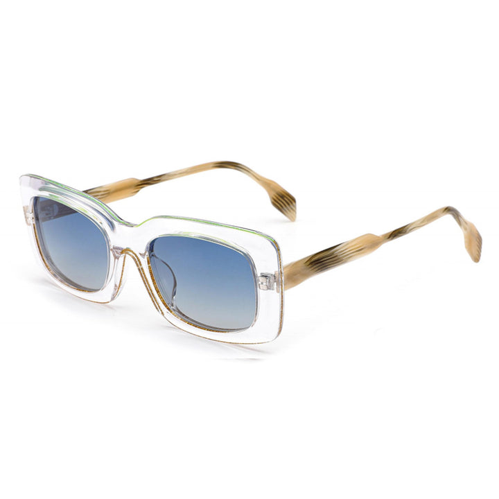 Dame moteriktig kvadratisk solbrille med unik ramme Luvikno