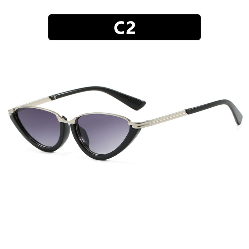 Dame futuristiske Cat-Eye solbriller med gyldne detaljer Luvikno