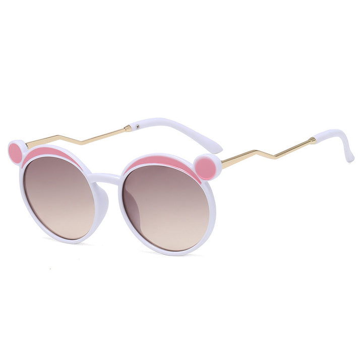 Dame Fashion-runde solbrille med innovativ ramme og fargede linser Luvikno