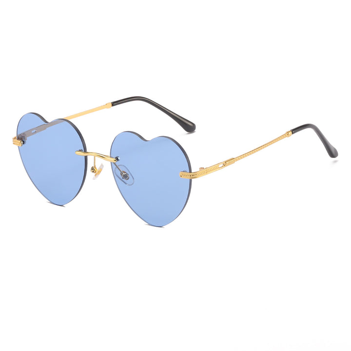 Dame hjerteformet solbrille med speilglass og gullramme Luvikno