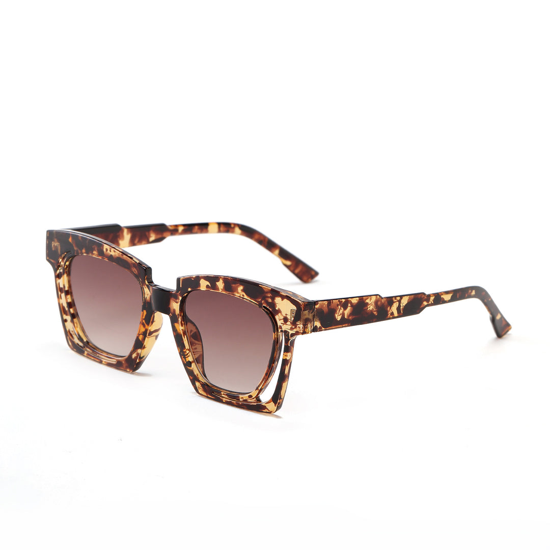 Dame trendy geometriske solbriller med stilfull, kvadratisk ramme Luvikno