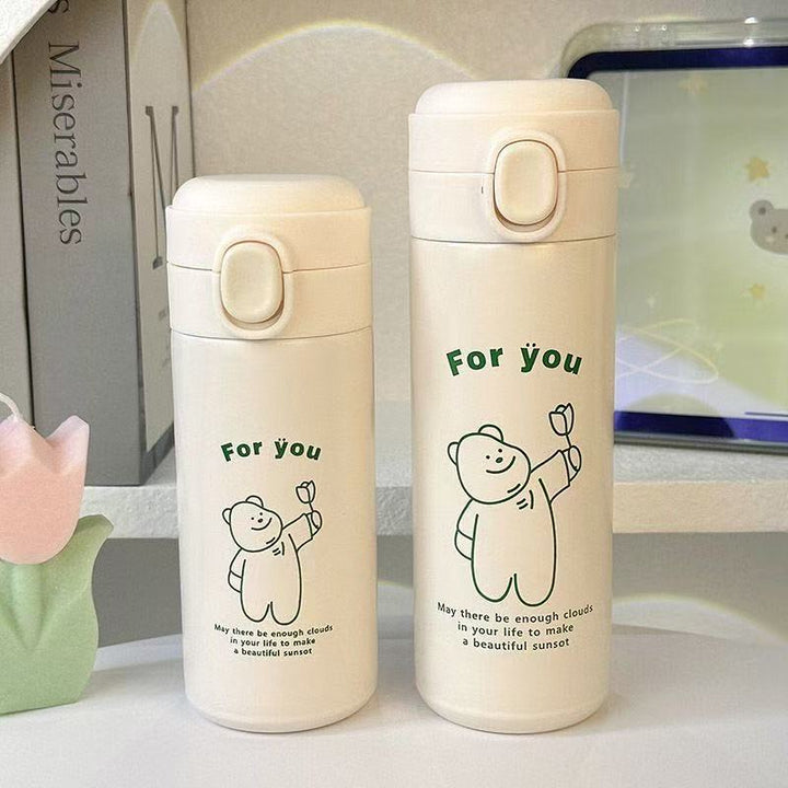 Damen Isolierflasche mit sicherem Druckverschluss und süßem Tierdesign Luvikno