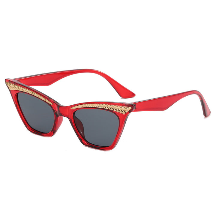 Dame Cat-Eye solbrille med luksuriøs detalj Luvikno