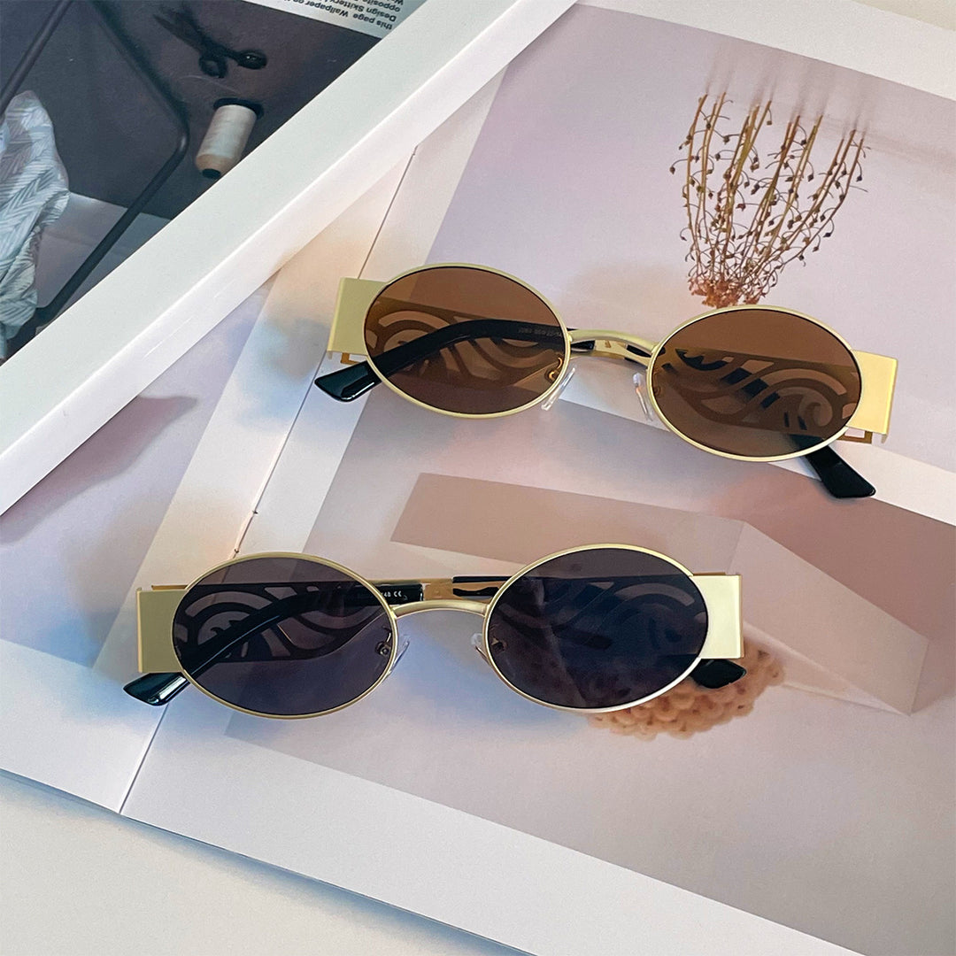 Dame moteriktig rund solbrille med eksepsjonelt design Luvikno