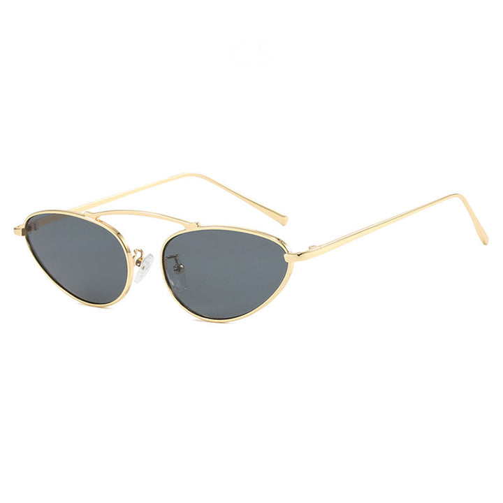 Dame trendy Cat-Eye solbriller med smal metallramme Luvikno