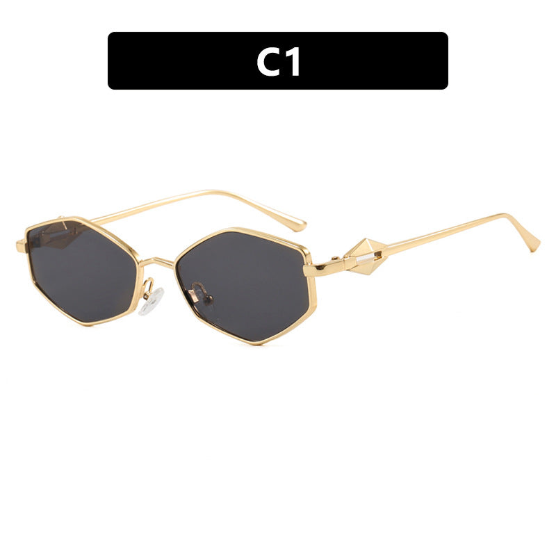 Dame geometrisk solbrille med beskyttende UV-filter og high-end metallramme Luvikno