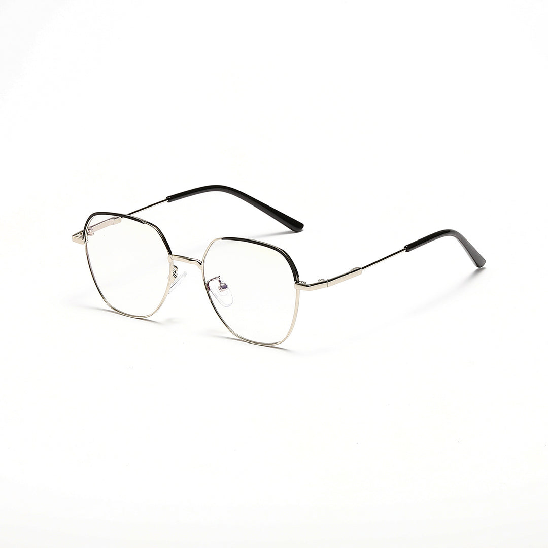 Dame moteriktig solbrille med smal metallramme og blå linser Luvikno