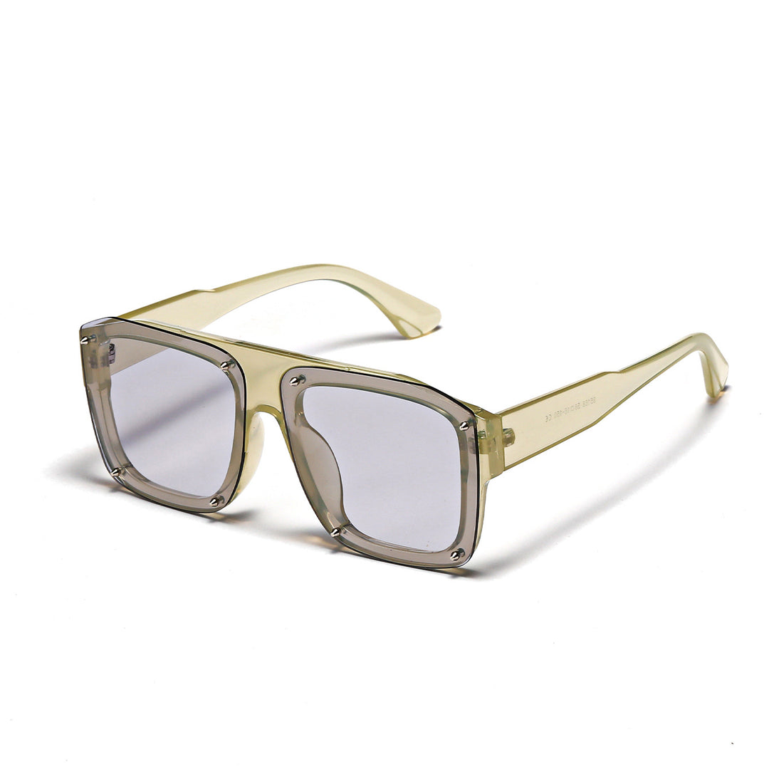Dame Square-solbriller med modig transparent ramme Luvikno