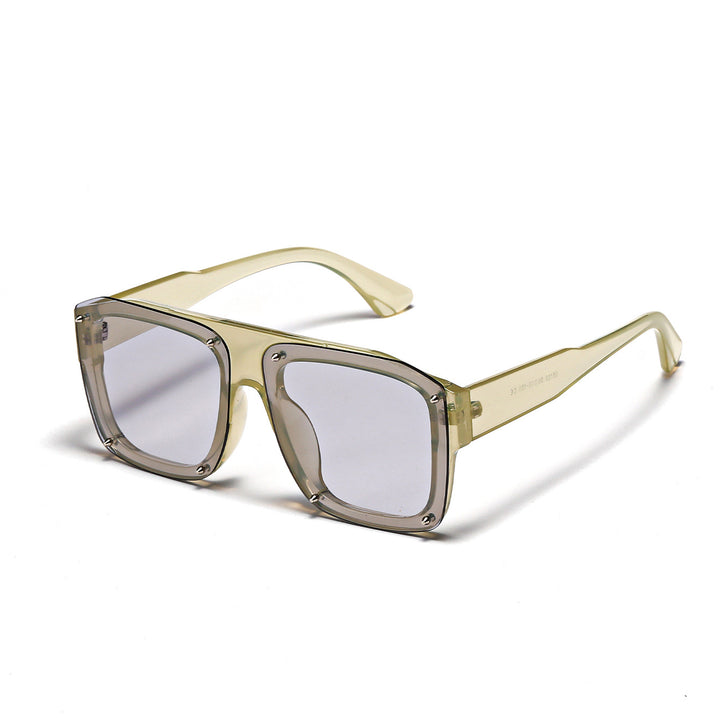 Dame Square-solbriller med modig transparent ramme Luvikno