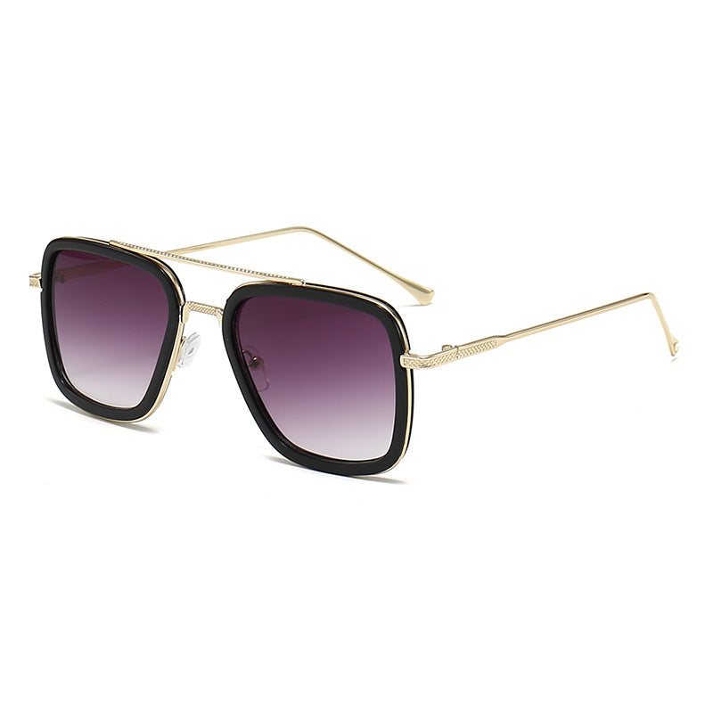 Dame moteristisk kvadratisk solbrille med glamorøs metallramme Luvikno