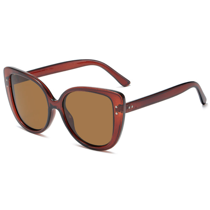 Damer glamorøs oversized solbrille med elegant gjennomsiktig ramme Luvikno