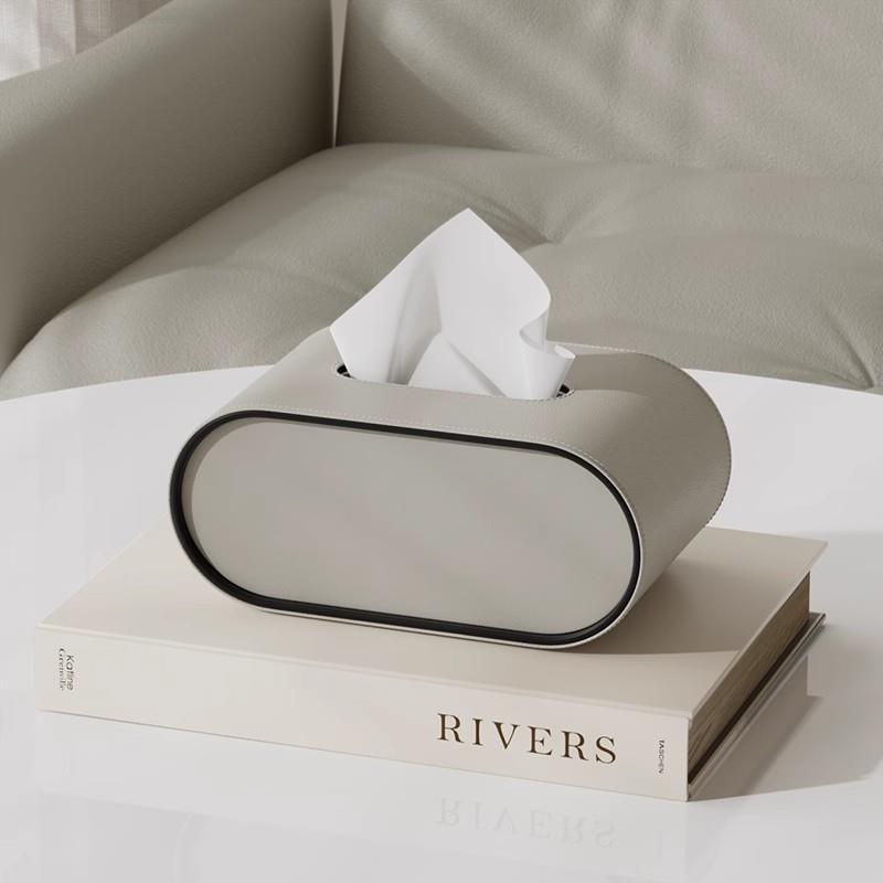 TissuLuxe Oval – Lær Kleenex Boksdeksel for Stue, Bil & Kontor | Luvikno
