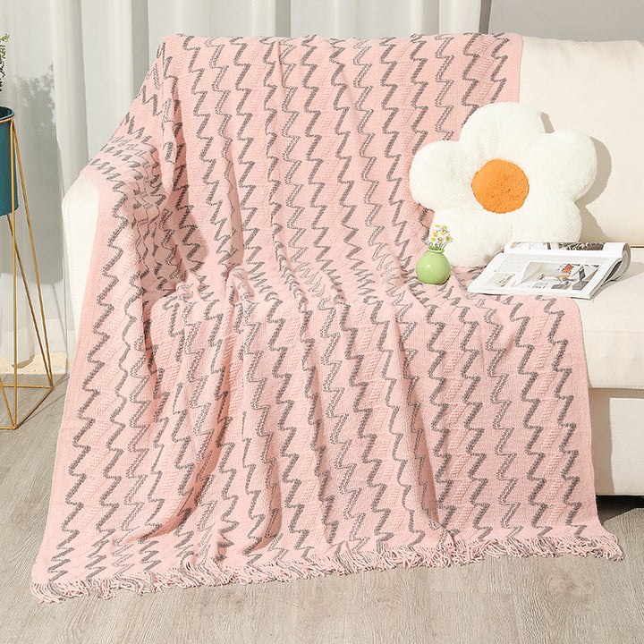 Kvinnens dekorative zigzag strikket teppe Luvikno