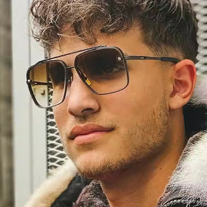 Dame kvadratisk solbrille med beskyttende glass og moderne metallramme Luvikno
