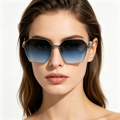 Dame elegant solbrille i moderne oktagon-design Luvikno