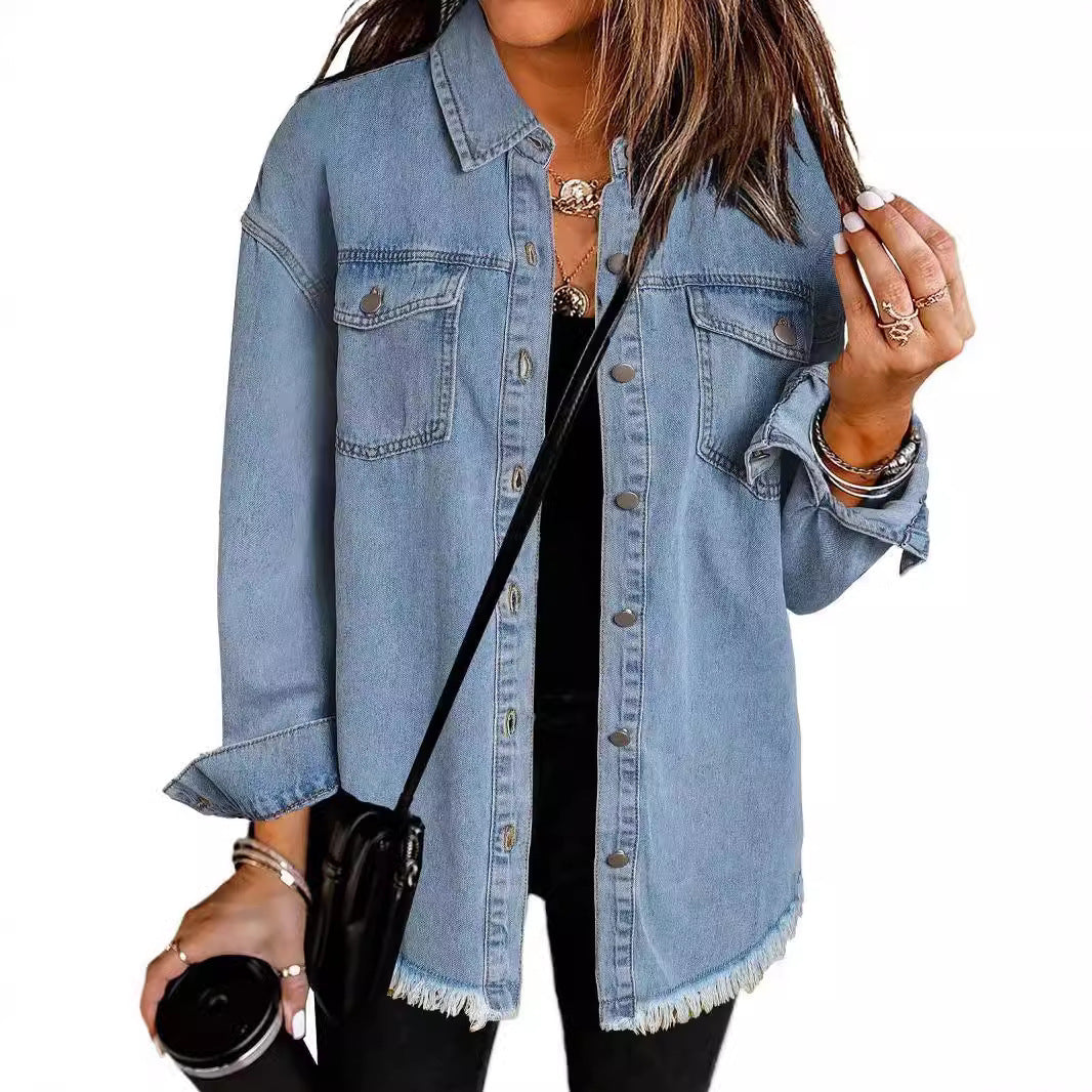 Femme Slitt Denim Vestjakke Luvik