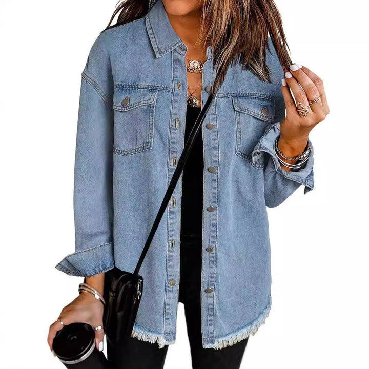 Femme Slitt Denim Vestjakke Luvik