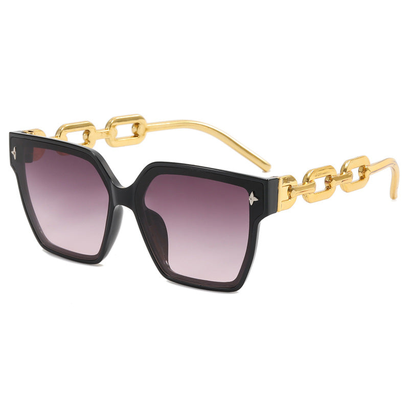 Dame moteriktig oversized solbrille med kombinert ramme Luvikno