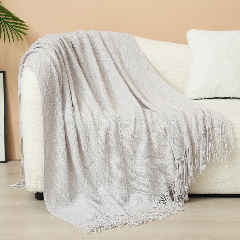 Damer Elegant og stilfullt bo- og kose-teppe med franser Luvikno