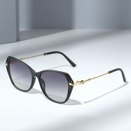 Dame moter Cat-Eye solbrille med elegant metallramme Luvikno
