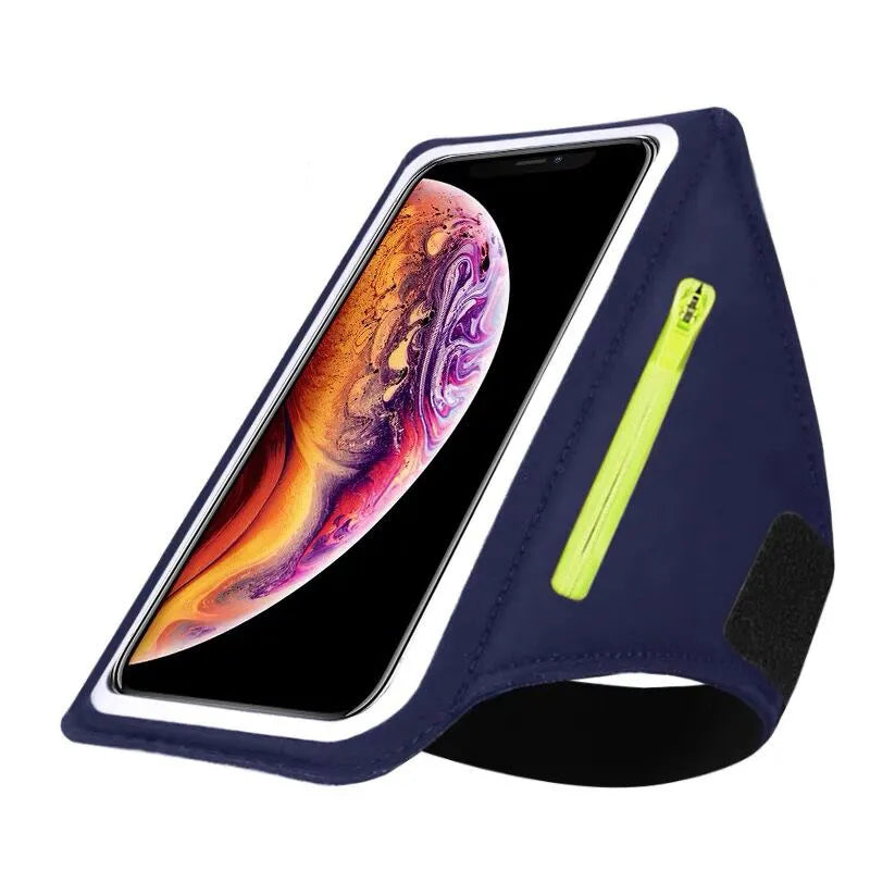 Luvikno | Justerbar Løpetelefonholder med Øreproppekompartement – Egnet for Armomkrets på 26-42 cm, Kompatibel med iPhone og Galaxy