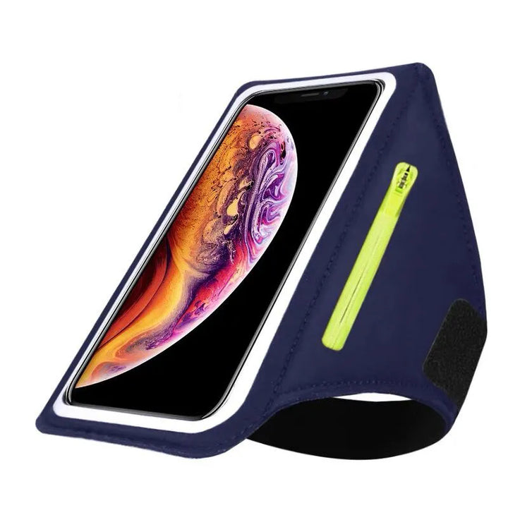 Luvikno | Justerbar Løpetelefonholder med Øreproppekompartement – Egnet for Armomkrets på 26-42 cm, Kompatibel med iPhone og Galaxy
