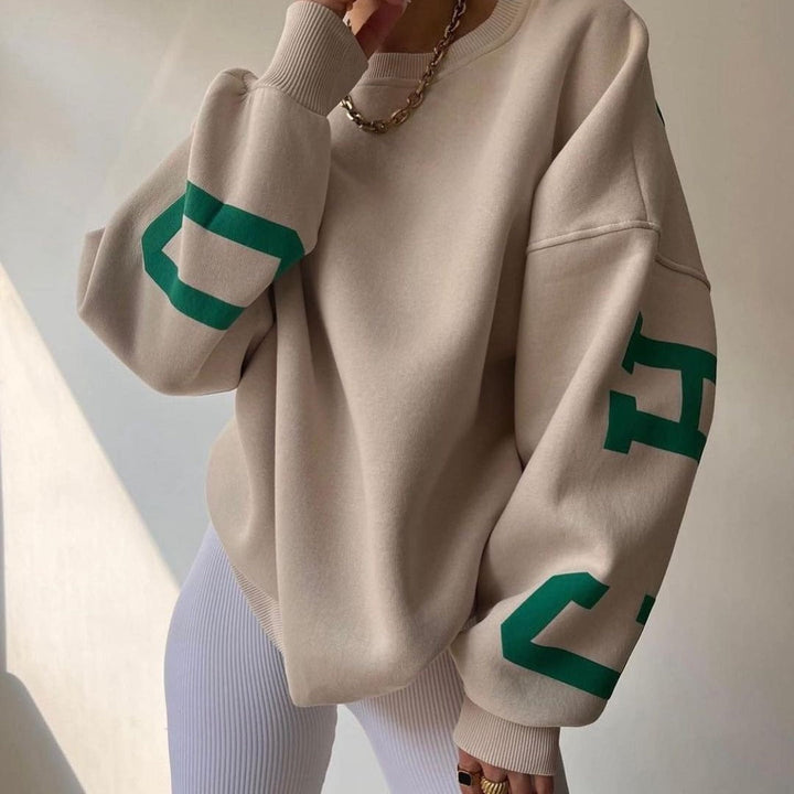 Dame avslappet oversized genser med kontrasterende ermer Luvik