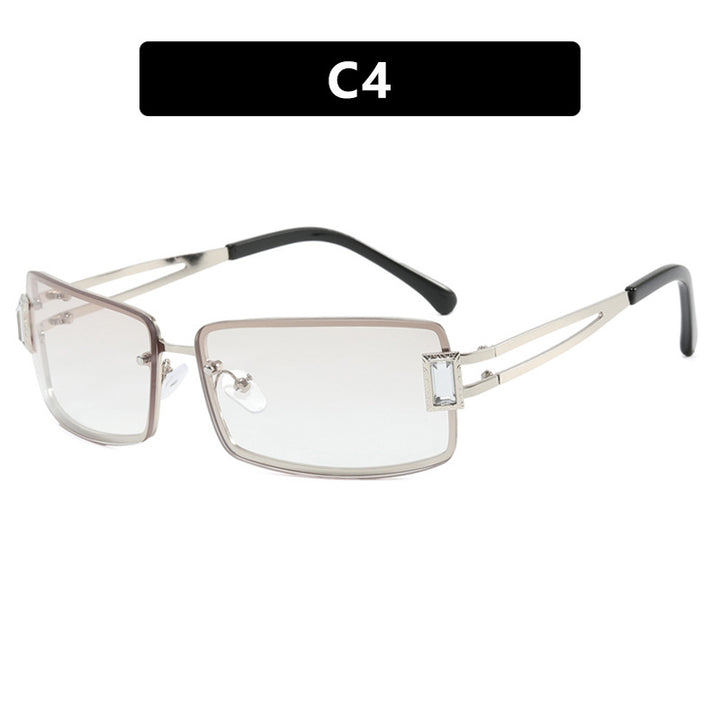 Dame stilig solbrille med elegante trapezformede glass og filigran metallramme Luvikno