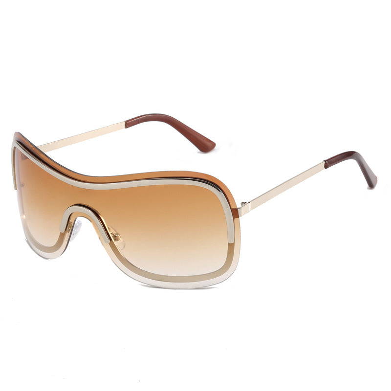 Dame stor rund solbrille med elegant metallramme Luvikno