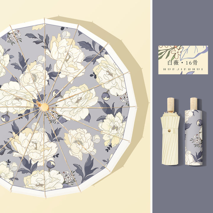 Dame elegant blomster-paraply Luvikno