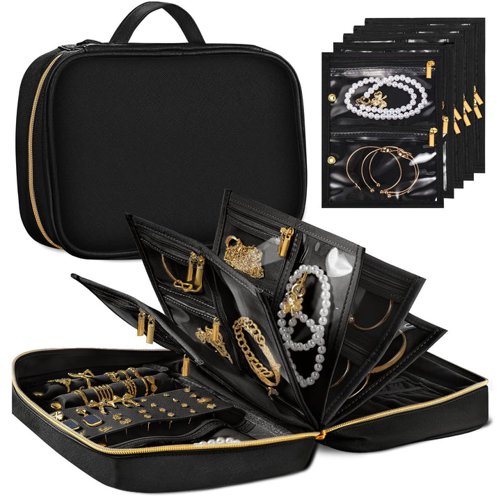 Kvinnelig elegant smykkorganisator med transparente rom Luvikno