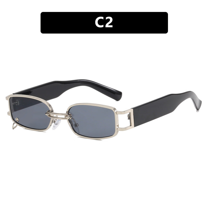 Dame moteriktig solbrille med innovativ rektangulær design og elegante metallakenter Luvikno