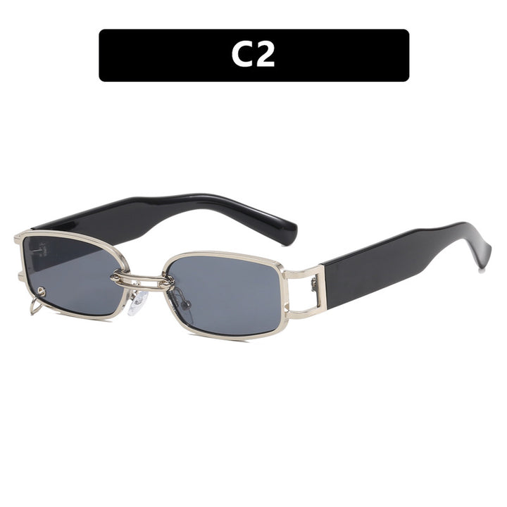 Dame moteriktig solbrille med innovativ rektangulær design og elegante metallakenter Luvikno