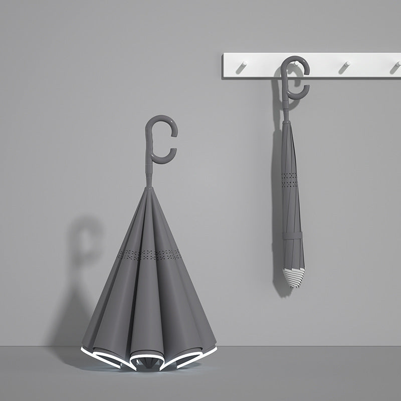 Damer innovativ mini sammenleggbart paraply med ergonomisk håndtak Luvikno