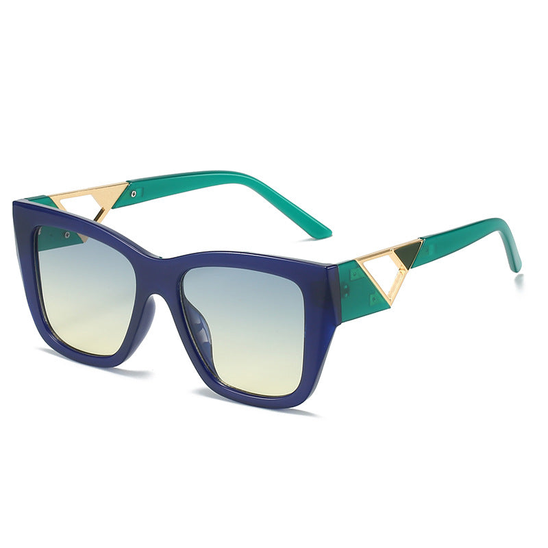Dame Oversized Solbriller med moderne geometrisk design og elegant metallaccent Luvikno