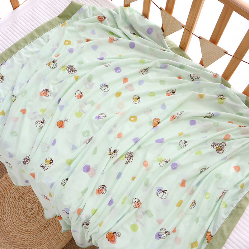 Unisex nan koselig babysengteppe laget av bomullsmuslin med pustende fyll og satinert kant Luvikno