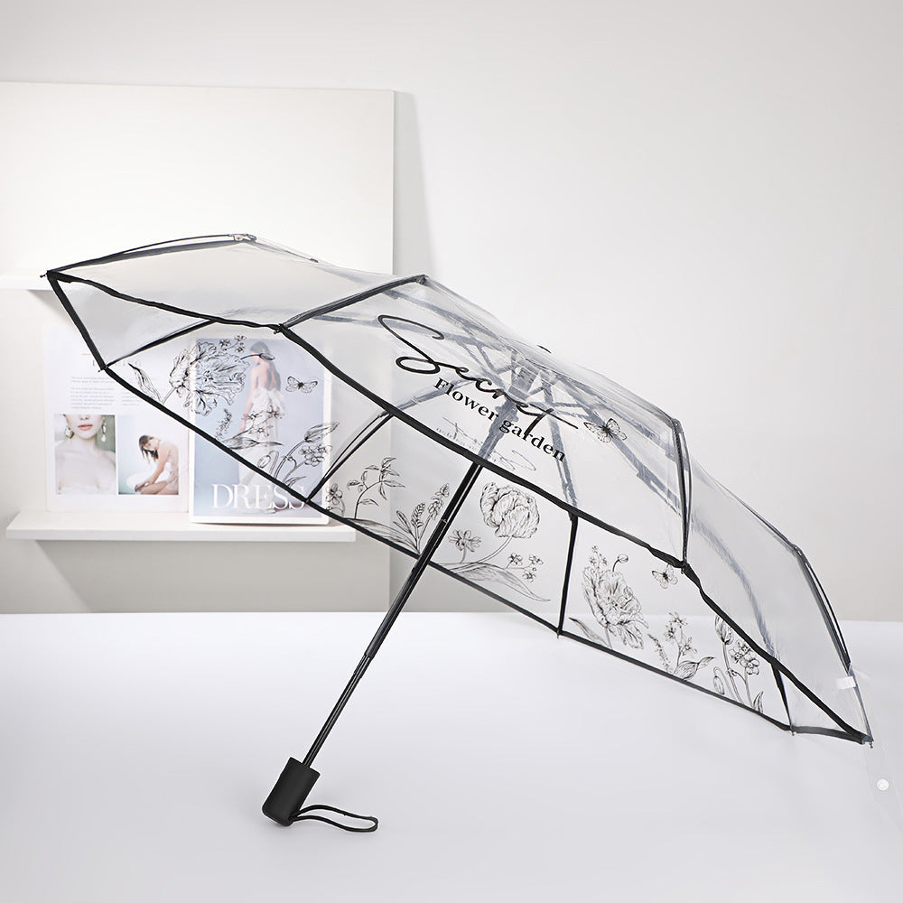 Damer elegant gjennomsiktig paraply med romantisk design Luvikno