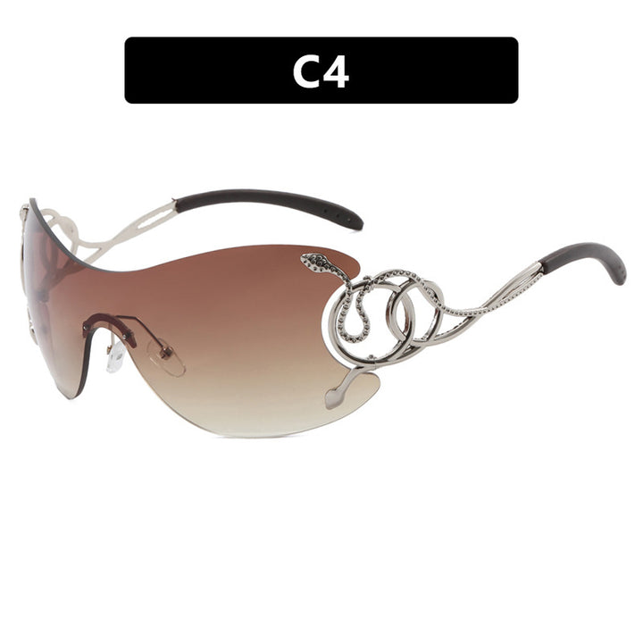 Dame futuristisk solbrille med lekent design Luvikno
