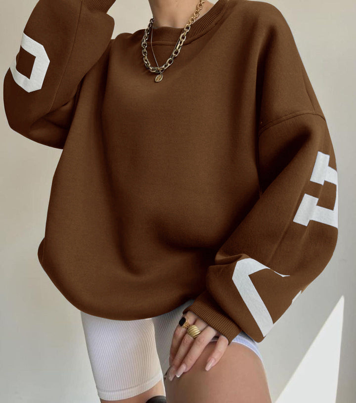 Dame avslappet oversized genser med kontrasterende ermer Luvik