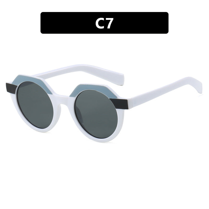 Dame ekstravagante runde solbriller med fargemessig aksentuerte ramme Luvikno