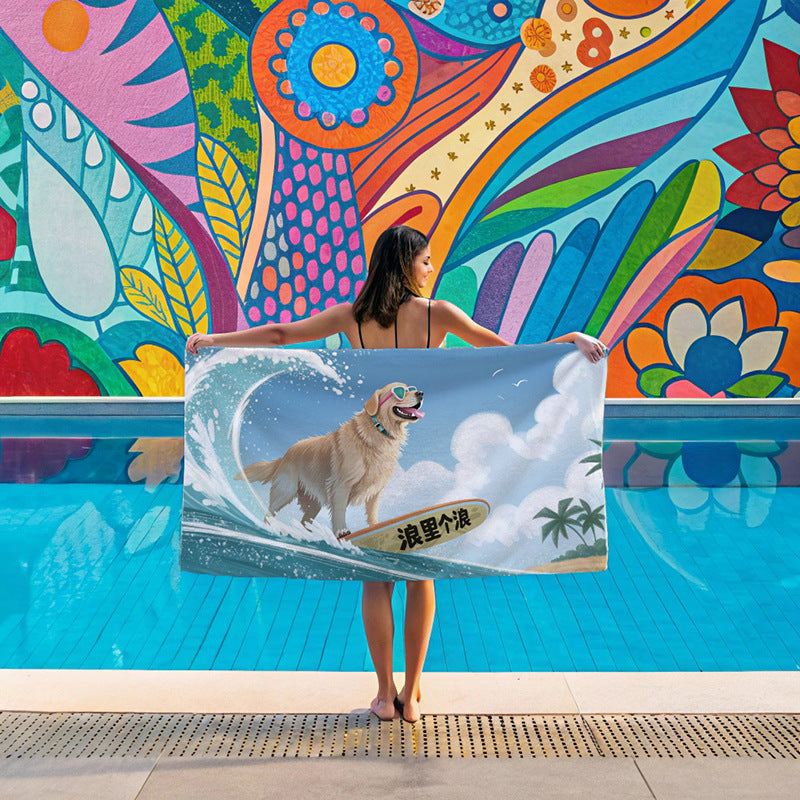 Women's beach towel with vibrant palm motif Luvikno