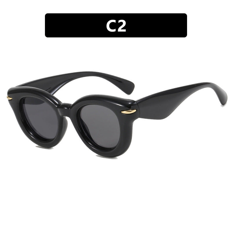 Dame Cat-Eye solbriller med ekstravagant ramme og beskyttende UV-beskyttelse Luvikno