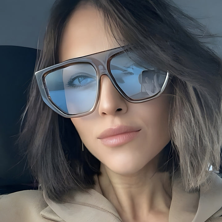 Dame fashionable oversized solbriller med innovativ ramme Luvikno