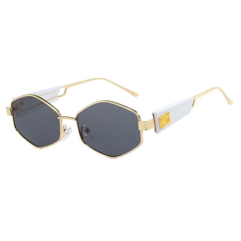 Dame geometrisk solbrille med moteriktig design og UV-beskyttelse Luvikno