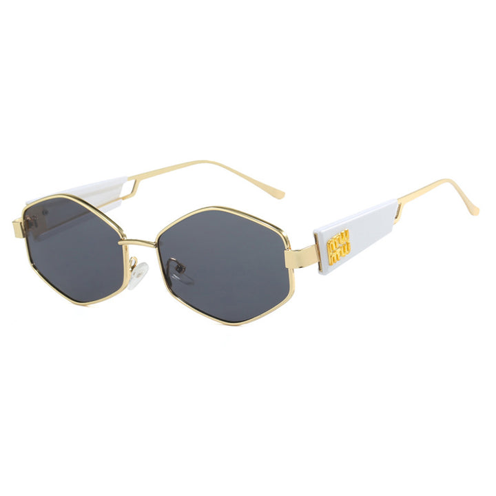 Dame geometrisk solbrille med moteriktig design og UV-beskyttelse Luvikno